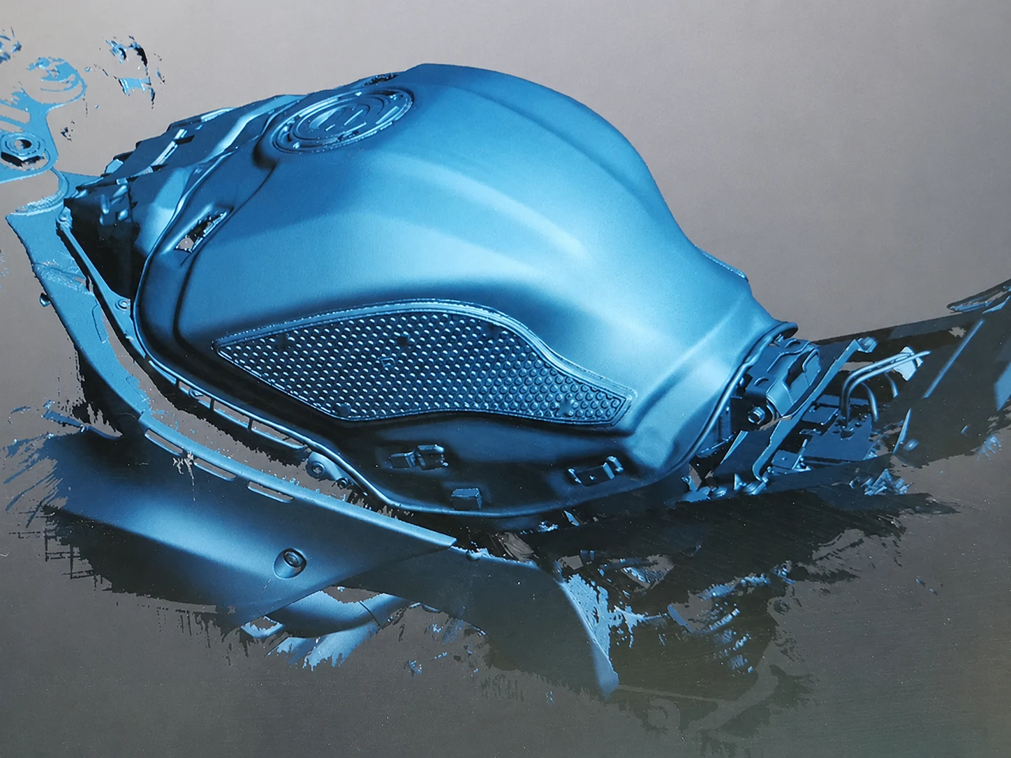 Technical scan visualization of an automotive component for new-part development