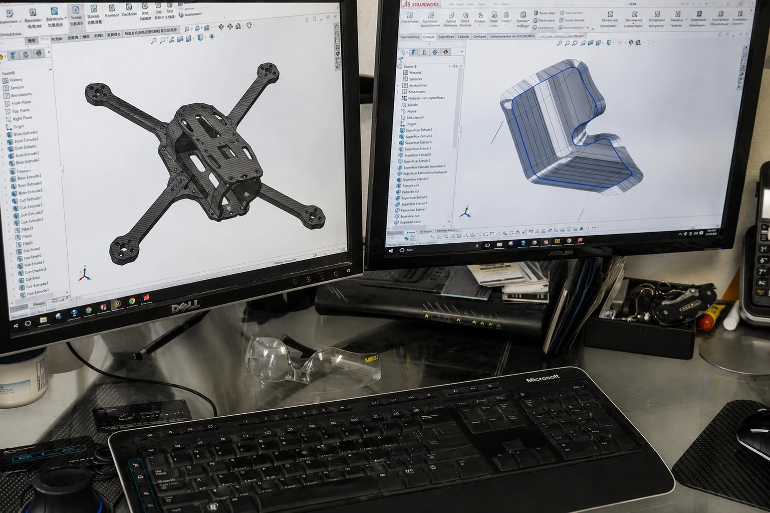 Process engineering workstation reviewing CAD models for manufacturability