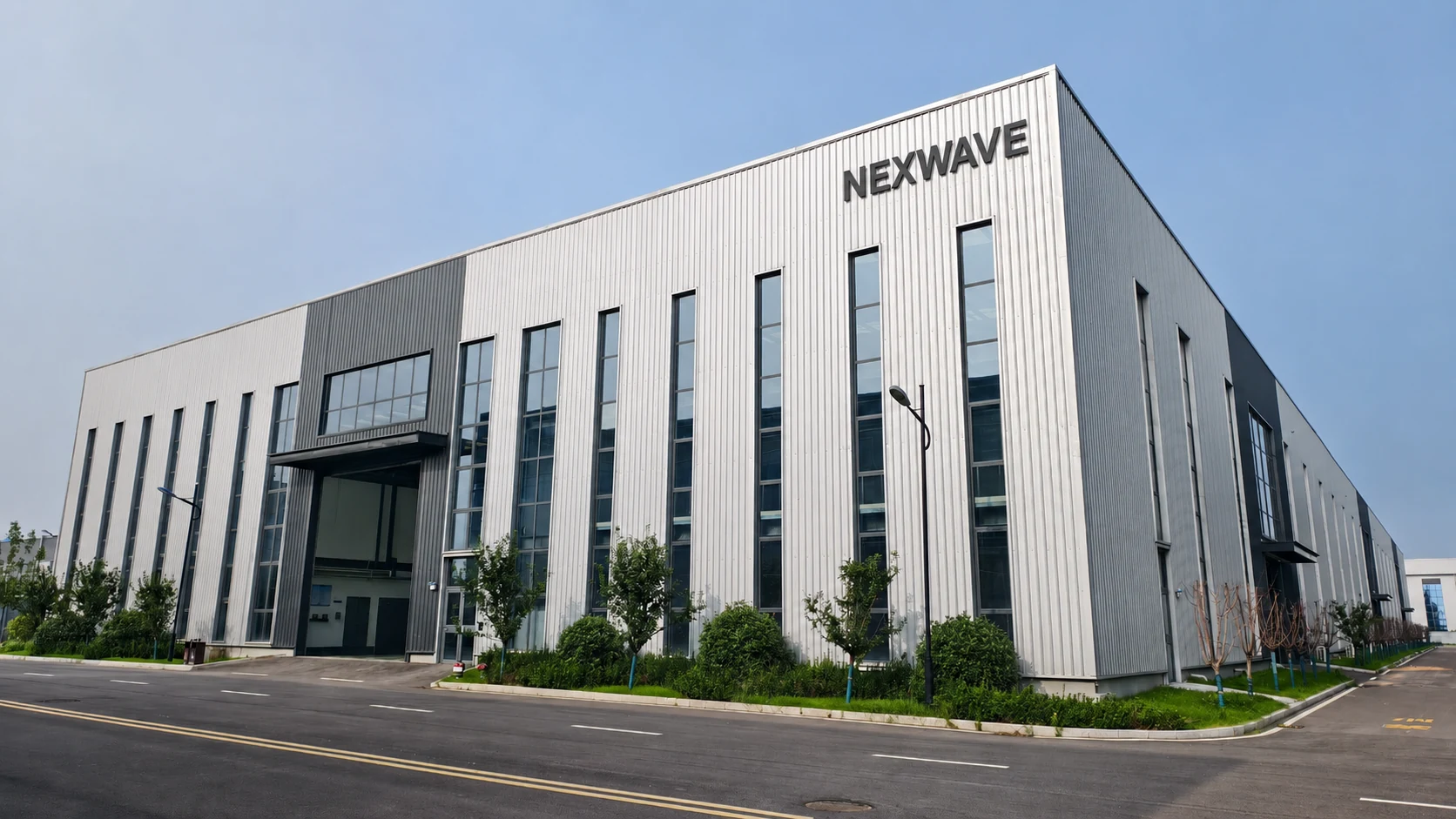 NEXWAVE carbon fiber manufacturing workshop exterior in Tengzhou