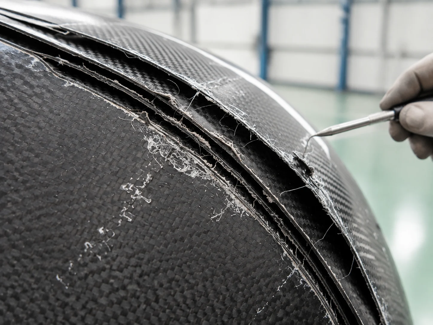 Close inspection of delamination and damaged layers in a carbon fiber component