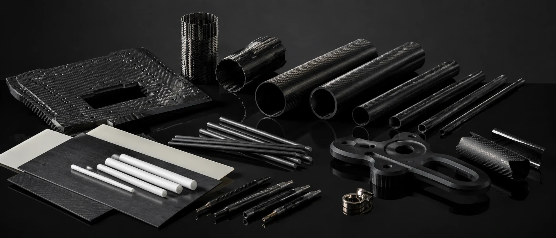 Engineered carbon fiber component detail between definition and interface sections