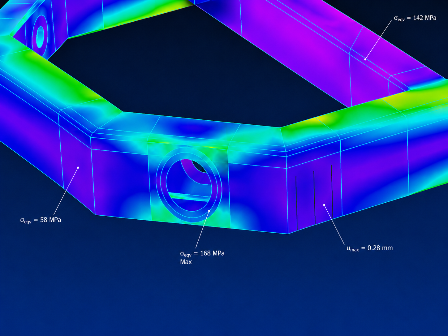Load direction visualized on a carbon fiber component