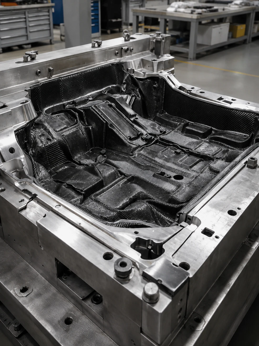 Carbon fiber component geometry paired with its manufacturing tooling route