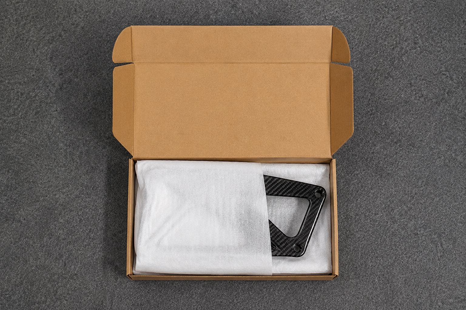 Accepted carbon fiber part protected for handling and delivery