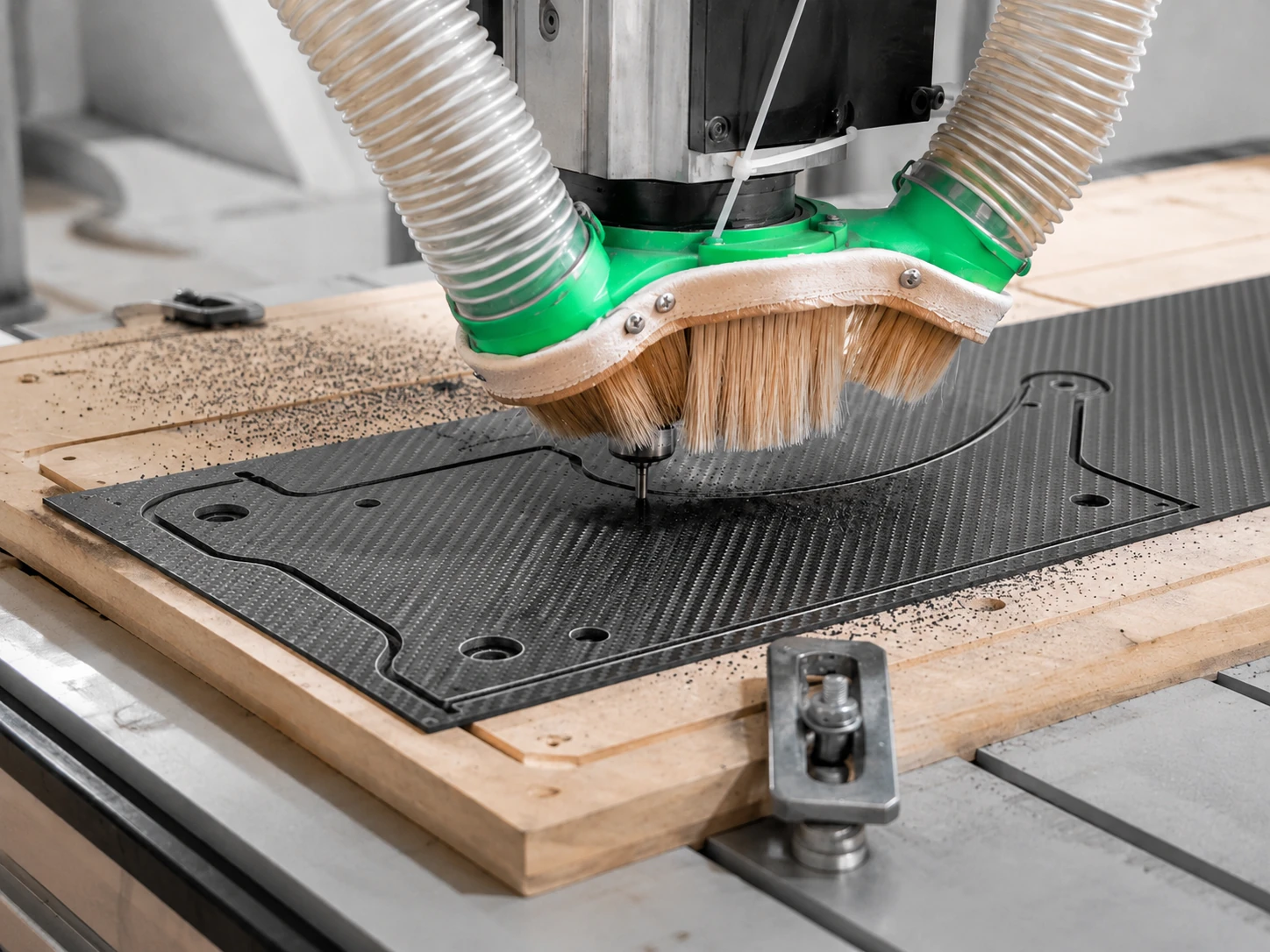 CNC machining a carbon fiber plate component