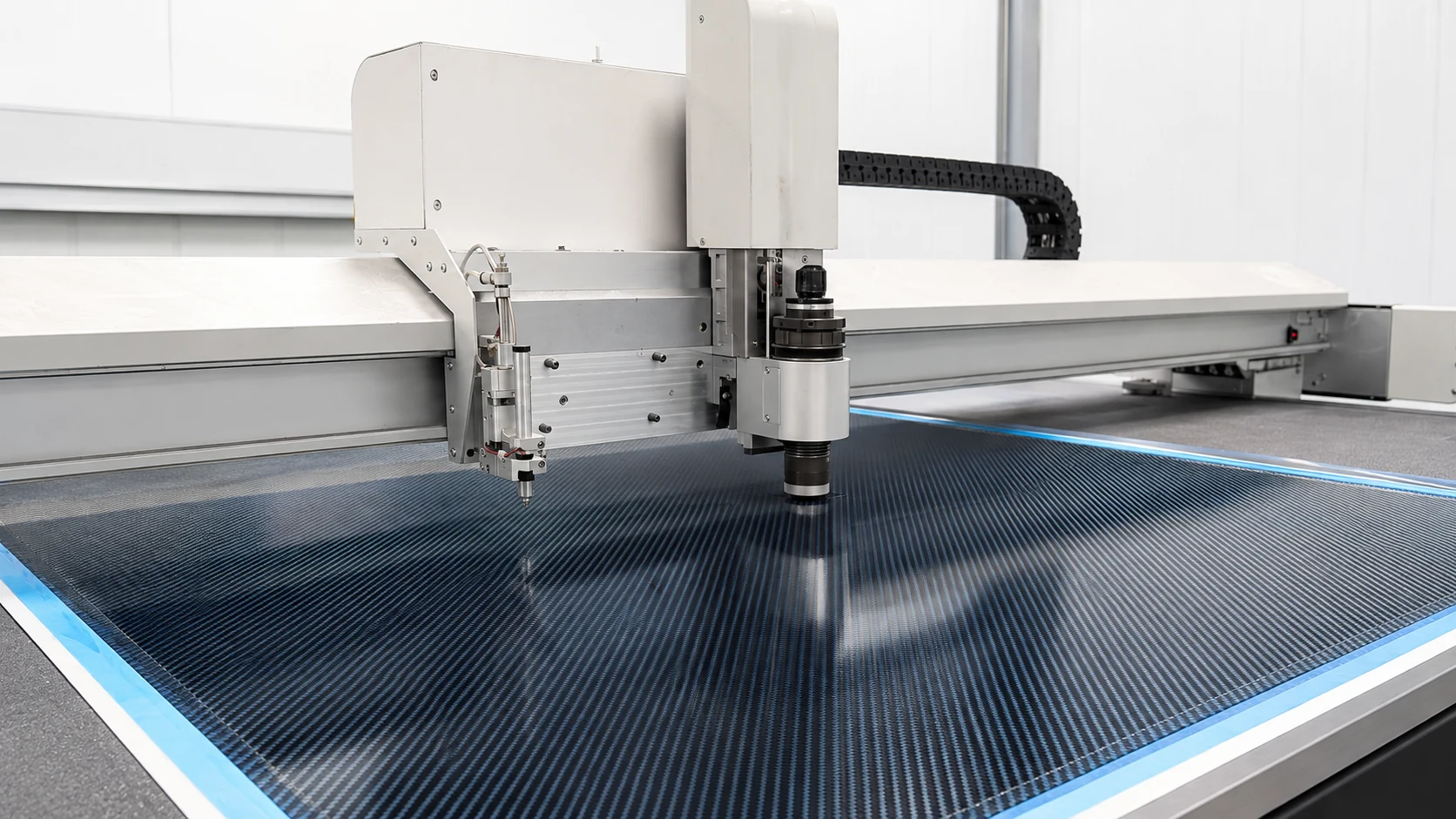 Automated cutting of carbon fiber material for controlled finished-part production