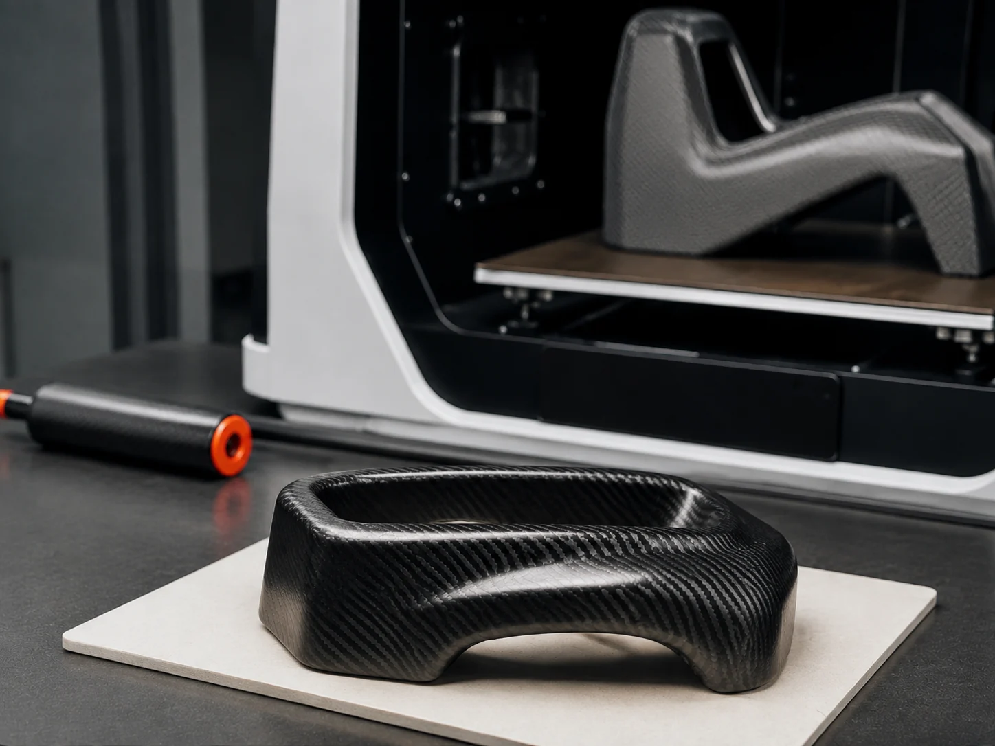 Carbon fiber prototype undergoing dimensional scanning and first-part review