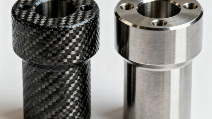 Comparable carbon fiber and machined metal cylindrical components