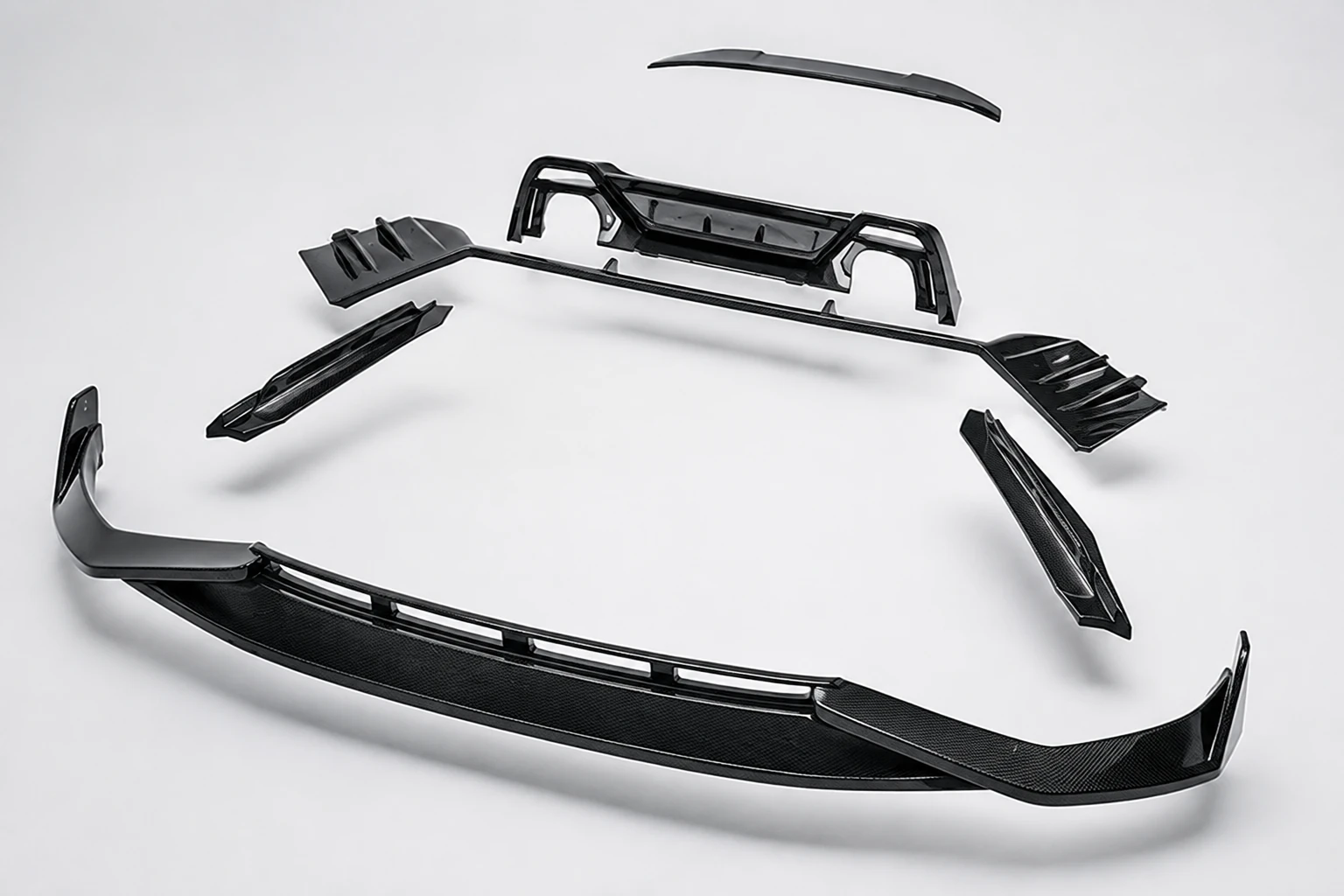 Finished carbon fiber fender set prepared for delivery
