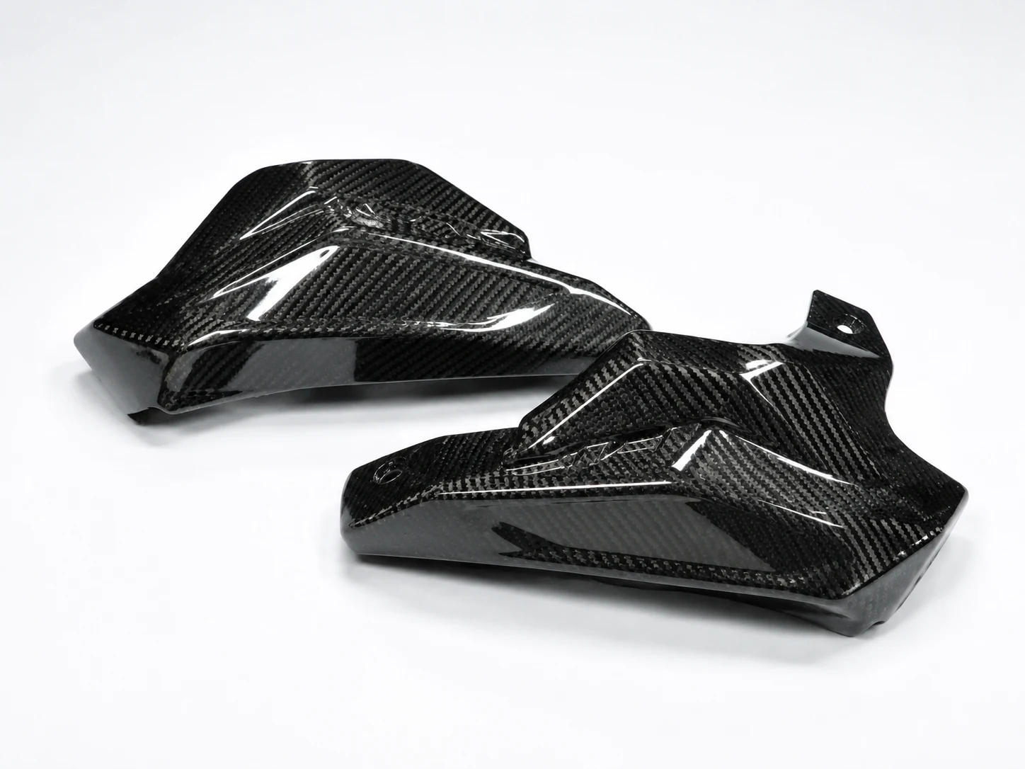 Pair of gloss carbon fiber powersports body panels