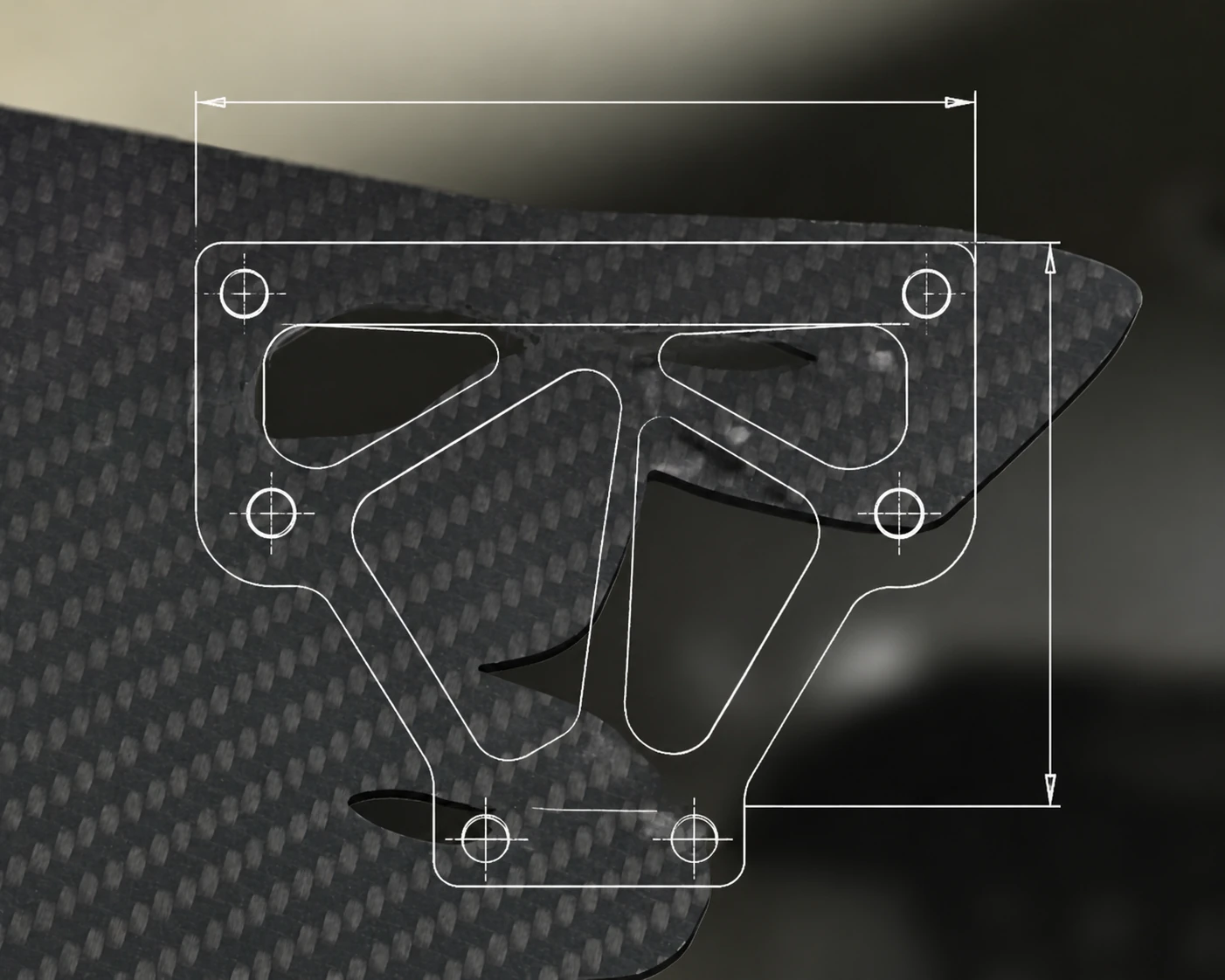 Carbon fiber sample, photos and measurements prepared for project review